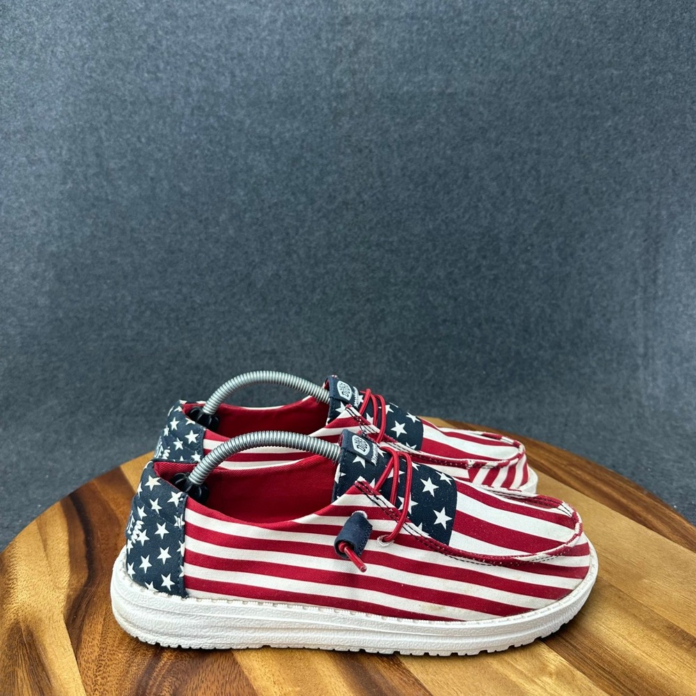 Hey Dude Wendy Americana American Flag Stars Stripes Shoes W7 41096-9CW